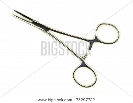 Top Aerial View Of Surgical Hemostat Forceps In Studio