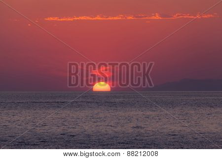 Amazing Red Dawn Over Sea