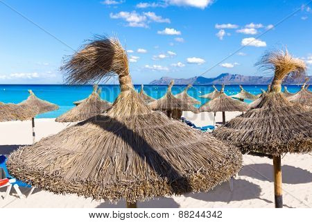 Mallorca Can Picafort beach in alcudia bay at Majorca Balearic islands of Spain