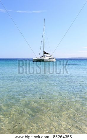 Catamaran On The Water In Jervis Bay