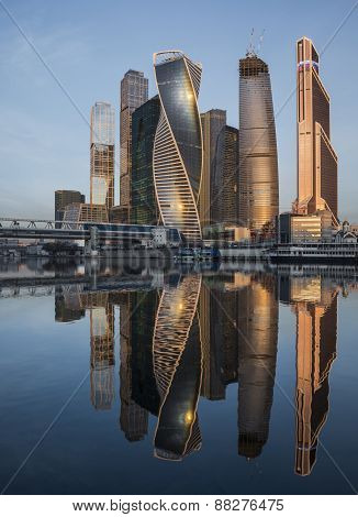 Business Center Moscow City at sunrise.