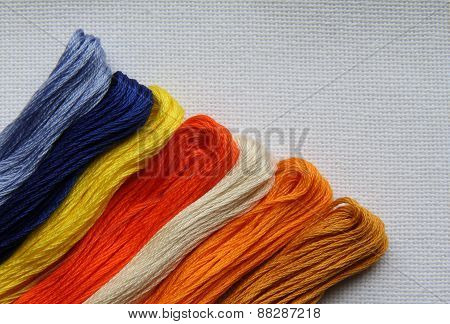Natural Fabric With Embroidery Floss
