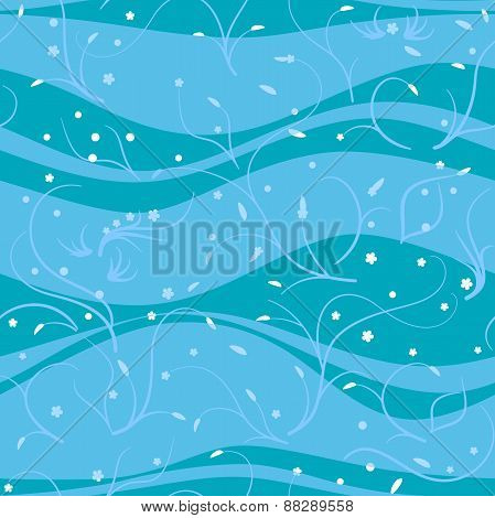 Seamless pattern with waves and stems