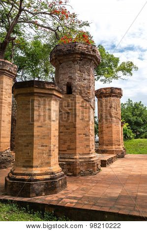 Brick columns of Po Nagar temple in Nha Trang Vietnam