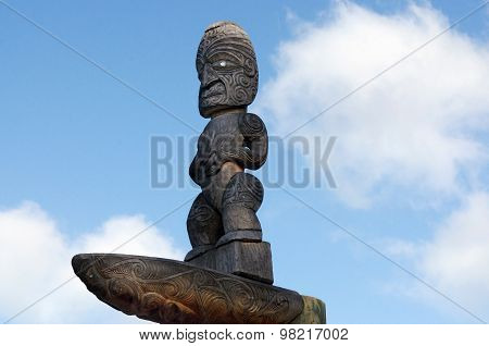 AUCKLAND, NEW ZEALAND - MAY 27: Figure of a Maori male on May 27 2013. About 15% of New Zealand population of 3.8 million is of Maori descent.
