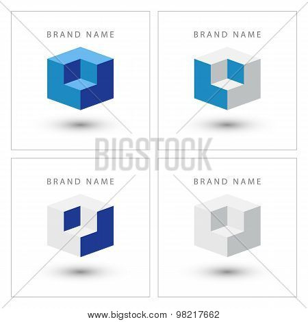 Cube isometric design logo template.