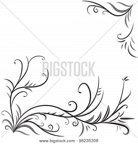 Monochrome Background With Floral Elements