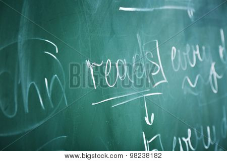 Wiping off sentences from blackboard background