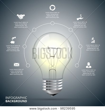 Vector light bulb with circle for infographic.