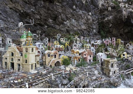 The Miniature Village In The Cliff In Praiano