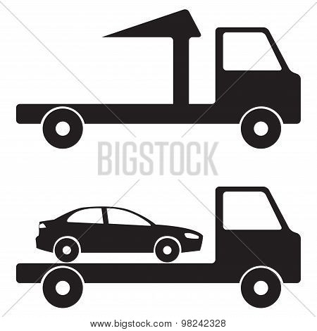 Tow truck wrecker icon or sign.