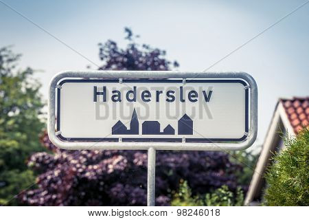 Haderslev City Sign In The Summer
