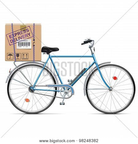 Vector Delivery Bicycle With Carton Box