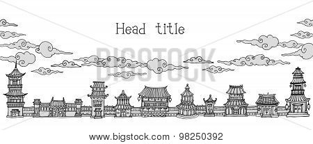 Banner With Asian Town