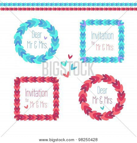 Vector Round And Square Wreath Set