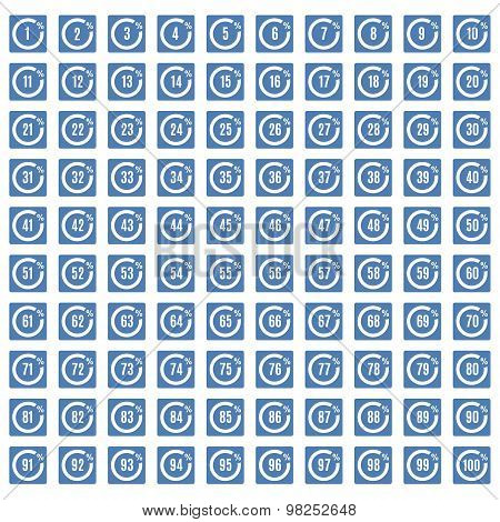 Percentage Icons Full Blue Set