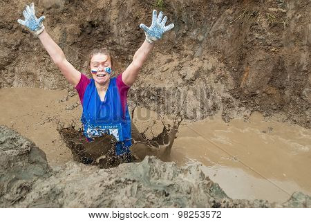 Attractive girl in extrime racing