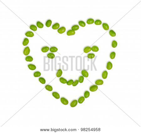 Edamame Heart Isolated on White