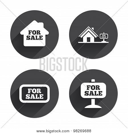 For sale icons. Real estate selling.