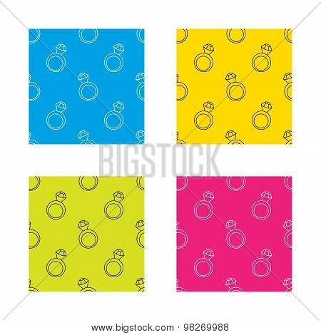 Engagement ring icon. Jewellery with diamond.