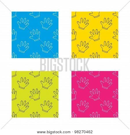Rubber gloves icon. Latex hand protection sign.