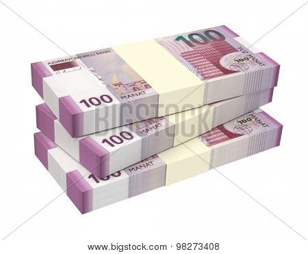 Azerbaijan manat isolated on white background. Computer generated 3D photo rendering.