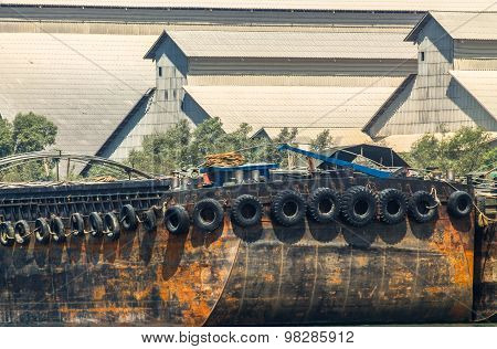 Empty cassava barges.