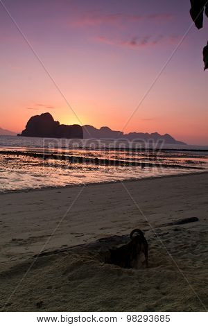 Wonderful Beach At Sunset In Thailand In The Summer
