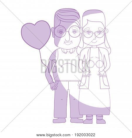 silhouette old coupe people with glasses and hairstyle vector illustration