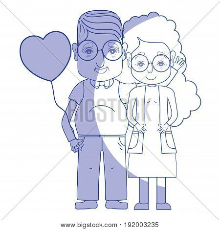 silhouette old coupe people with glasses and hairstyle vector illustration