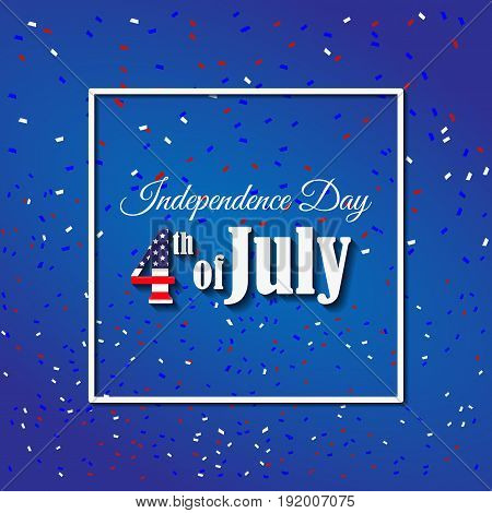 American Independence Day 4 th july. Greeting card design. National flag. Vector illustration. Patriotic symbol holiday poster. Happy independence day USA Celebration wallpaper.