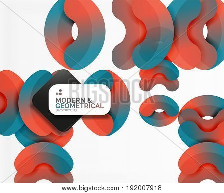 Abstract color geometric round shapes on white - elements with shadow, colorful composition