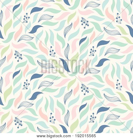 Ditsy abstract print with foliage. Vector floral leaf seamless pattern