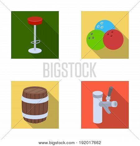 Restaurant, cafe, chair, bowling ball .Pub set collection icons in flat style vector symbol stock illustration .