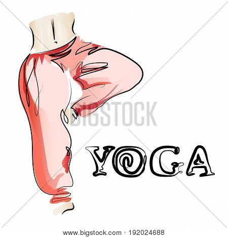 Young flexible woman with a thin waist practicing yoga. You can use it as a logo for group sessions for a yoga studio or class of meditation. Vector Image