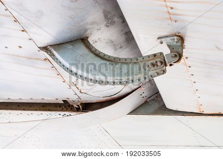 Closeup to Airplane Aileron Control Horn .
