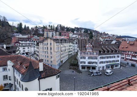 Overview At The Old Town Of St. Gallen On Switzerland