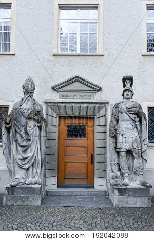 St. Gallen Switzerland - 23 November 2016: Door detail at the abbey of St. Gallen on Switzerland