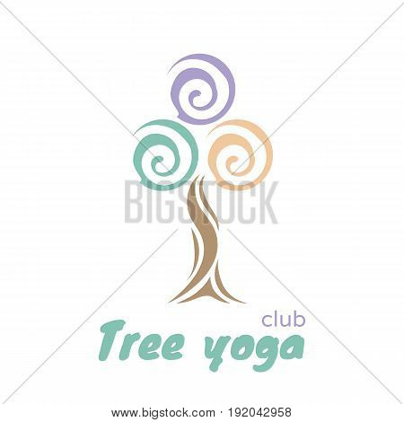 Vector illustration of multicolor tree. Can be used for a yoga club school spa center symbolizing energy the different seasons life.