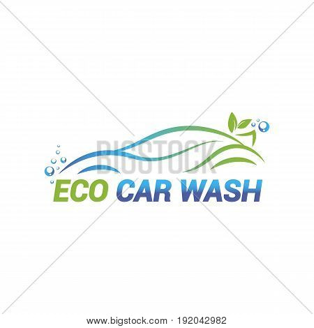 Vector logo template for eco car washing. Car wash icon isolated on white background.