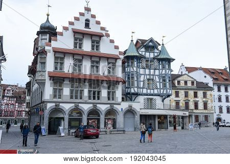 Central Square At The Old Town Of St. Gallen