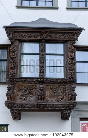 Beautiful Enclosed Balcony Of St. Gallen On Switzerland