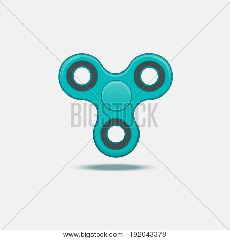 Vector illustration of hand fidget spinner. Turquoise color