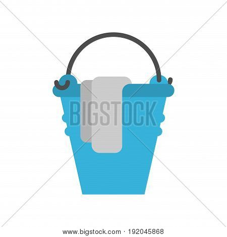 Bucket With Floorcloth Isolated On White Background. Cleaning Accessory. Cleaner Object