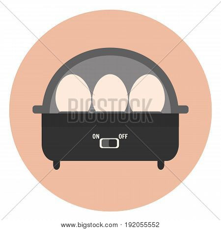 Flat vector electric egg boiler icon monochrome kitchen appliance eggs cooker for healthy breakfast