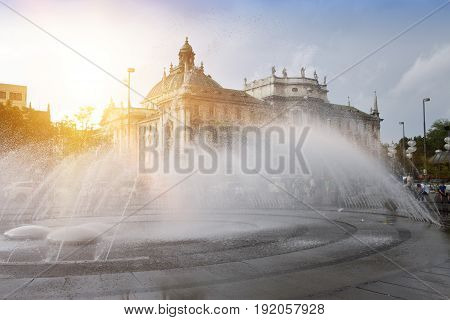 Stachus fountain in Munich Germany in a sunny day