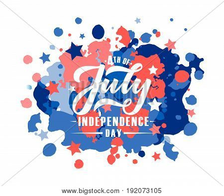 Hand Sketched Text 'happy 4Th Of July Independence Day'. Happy Independence Day Vector Lettering Typ