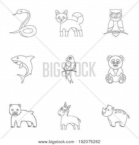 Animals set icons in outline style. Big collection of animals vector symbol stock