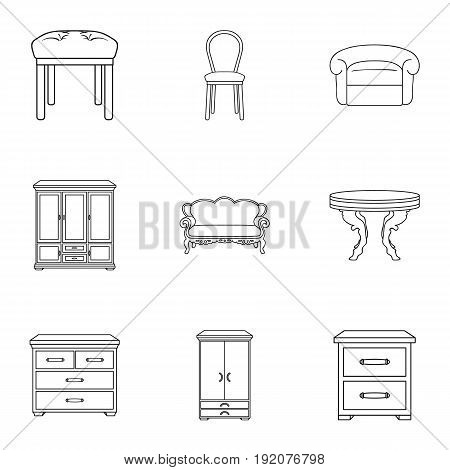 Furniture and home interior set icons in outline design. Big collection of furniture and home interior vector symbol stock illustration