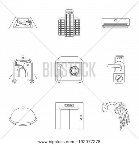 Hotel set icons in outline style. Big collection of hotel vector symbol stock